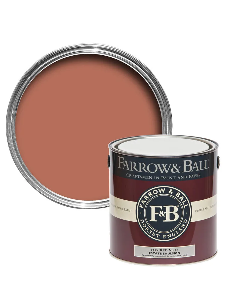 Vopsea rosie satinata 40 la suta luciu pentru interior Farrow and Ball Modern Eggshell Fox Red No. 48 2.5 Litri