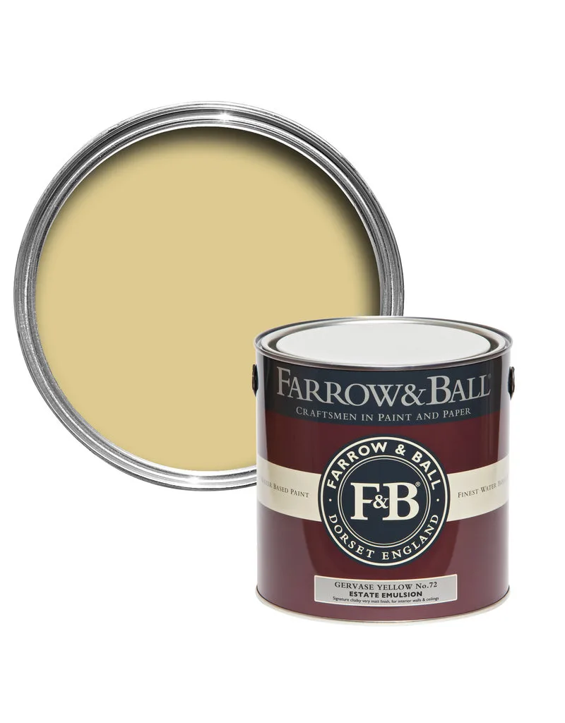 Vopsea galbena satinata 20 la suta luciu pentru exterior Farrow and Ball Exterior Eggshell Gervase Yellow No. 72 2.5 Litri