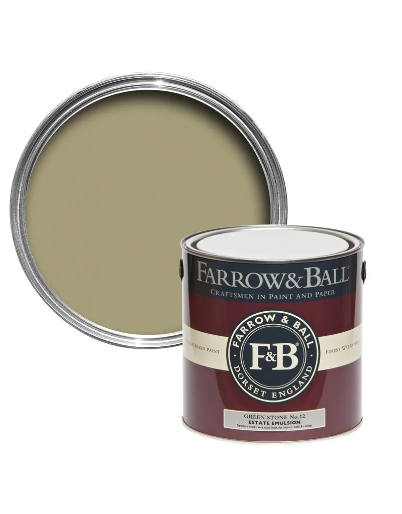 Vopsea verde mata 2 la suta luciu pentru interior Farrow and Ball Estate Emulsion Green Stone No. 12 5 Litri