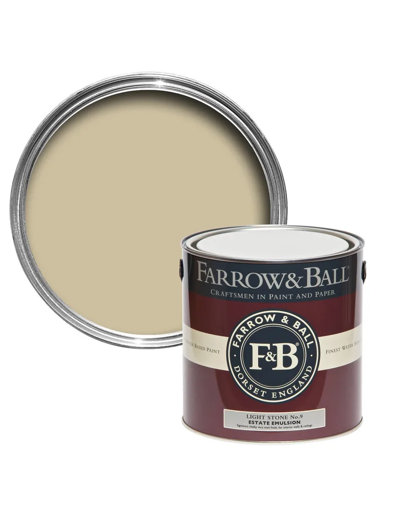 Vopsea bej mata 2 la suta luciu pentru interior Farrow and Ball Casein Distemper Light Stone No. 9 2.5 Litri