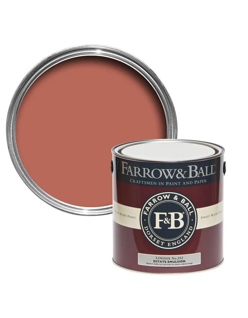 Vopsea rosie satinata 40 la suta luciu pentru interior Farrow and Ball Modern Eggshell Loggia No. 232 750 ml