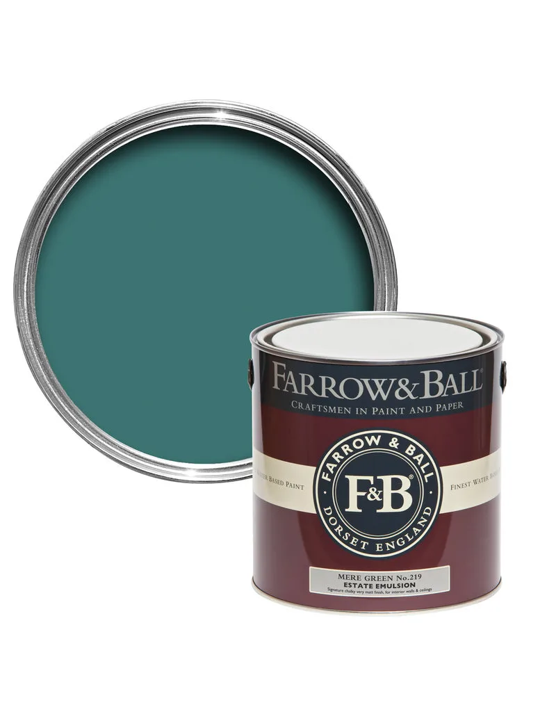 Vopsea verde mata 2 la suta luciu pentru interior Farrow and Ball Estate Emulsion Mere Green No. 219 5 Litri