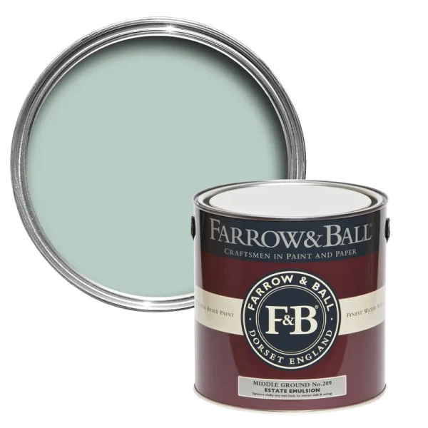 Vopsea aqua mata 2 la suta luciu pentru interior Farrow and Ball Estate Emulsion Middle Ground No. 209 2.5 Litri