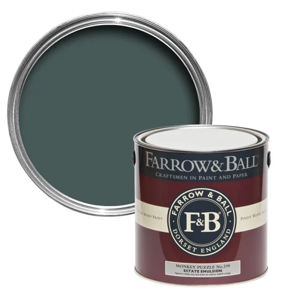 Vopsea verde mata 2 la suta luciu pentru interior Farrow and Ball Estate Emulsion Monkey Puzzle No. 238 2.5 Litri