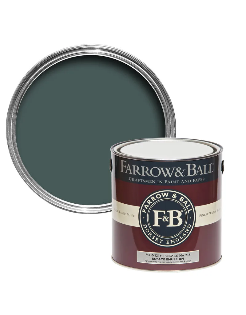 Vopsea verde satinata 40 la suta luciu pentru interior Farrow and Ball Modern Eggshell Monkey Puzzle No. 238 2.5 Litri
