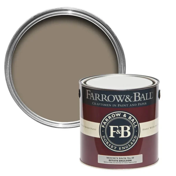 Vopsea maro mata 2 la suta luciu pentru interior Farrow and Ball Estate Emulsion Mouse's Back No. 40 2.5 Litri