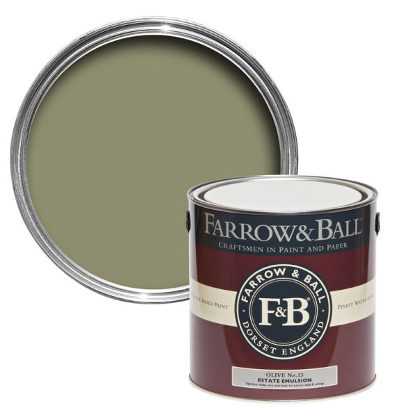 Vopsea olive mata 7 la suta luciu pentru interior Farrow and Ball Mostra Olive No. 13 100 ml
