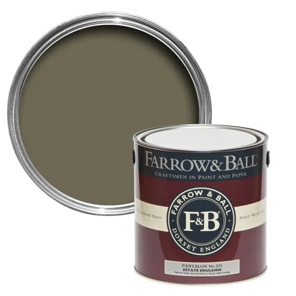 Vopsea maro mata 2 la suta luciu pentru interior Farrow and Ball Estate Emulsion Pantalon No. 221 2.5 Litri