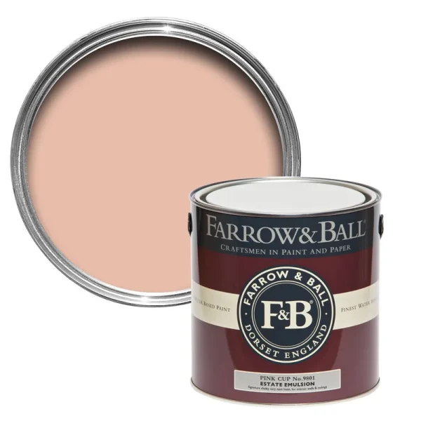 Vopsea roz mata 2 la suta luciu pentru interior Farrow and Ball Estate Emulsion No. 9801 2.5 Litri