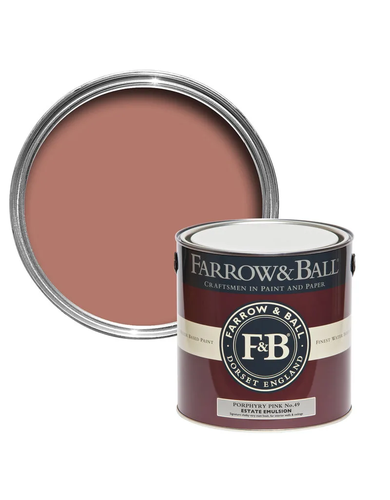 Vopsea roz mata 2 la suta luciu pentru interior Farrow and Ball Estate Emulsion Porphyry Pink No. 49 2.5 Litri