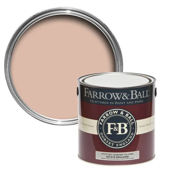 Vopsea roz mata 2 la suta luciu pentru interior Farrow and Ball Estate Emulsion Potted Shrimp No. 9906 2.5 Litri