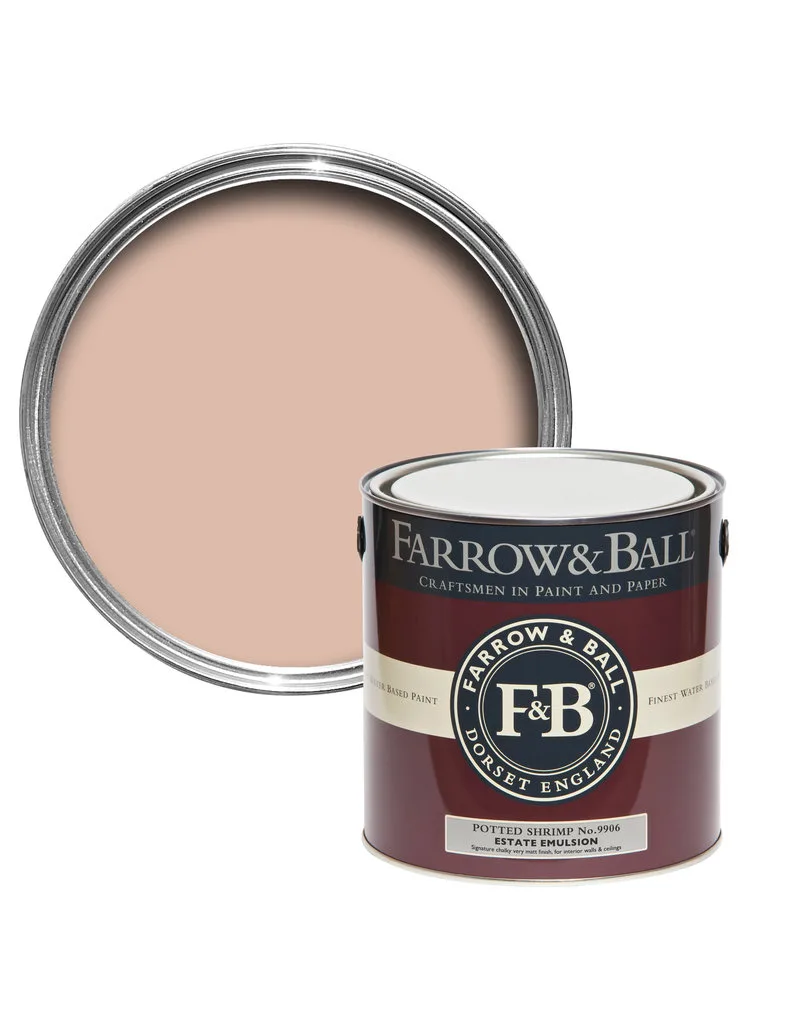Vopsea roz satinata 20 la suta luciu pentru interior Farrow and Ball Estate Eggshell Potted Shrimp No. 9906 2.5 Litri