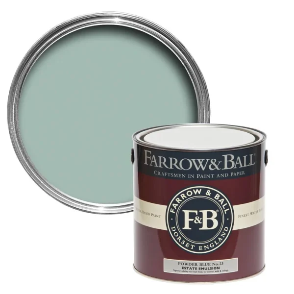 Vopsea aqua mata 2 la suta luciu pentru interior Farrow and Ball Estate Emulsion Powder Blue No. 23 2.5 Litri