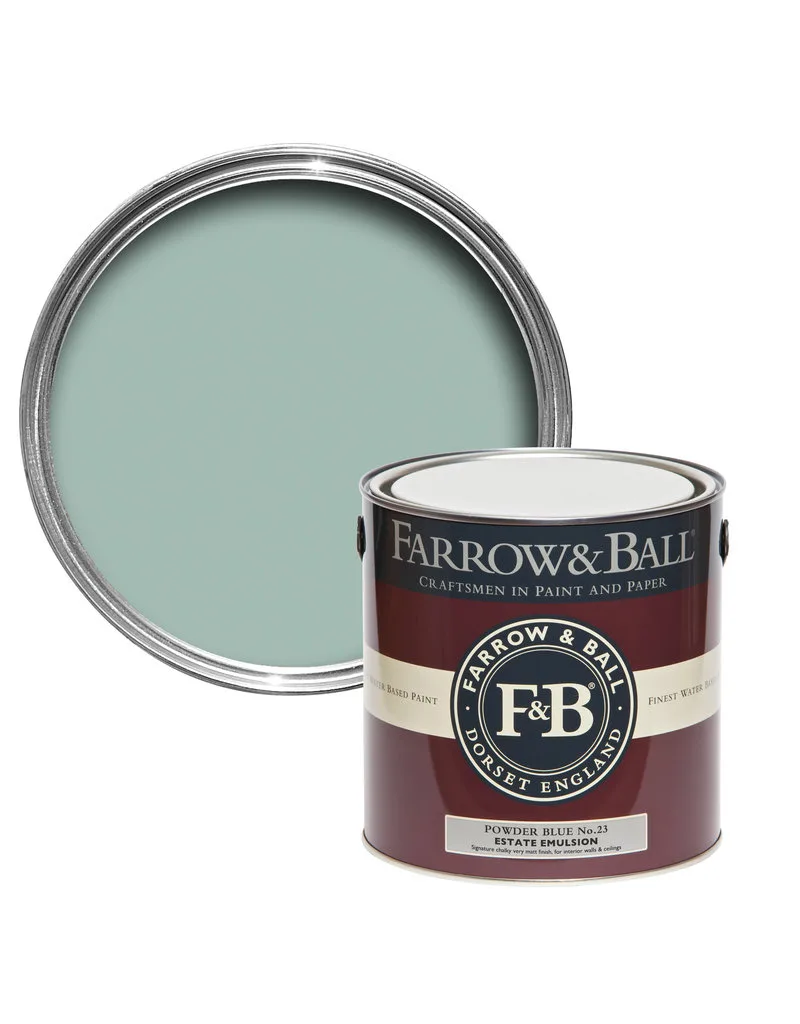 Vopsea aqua mata 2 la suta luciu pentru interior Farrow and Ball Estate Emulsion Powder Blue No. 23 2.5 Litri