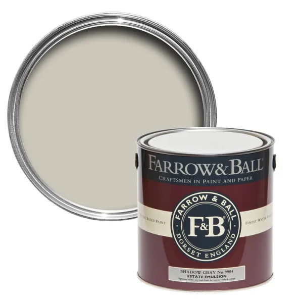 Vopsea gri mata 2 la suta luciu pentru interior Farrow and Ball Estate Emulsion Shadow Gray No. 9904 2.5 Litri