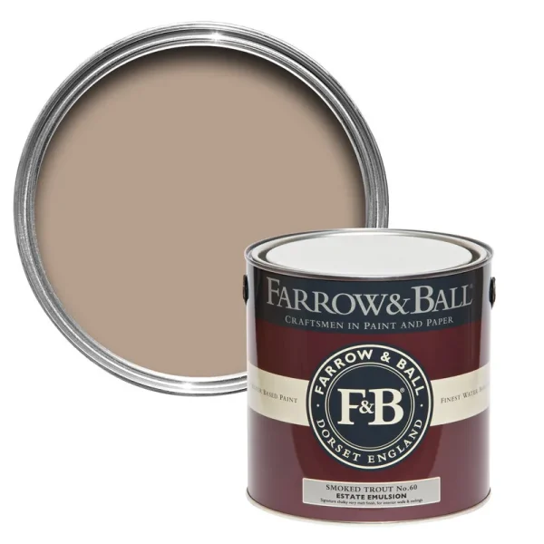 Vopsea maro mata 2 la suta luciu pentru interior Farrow and Ball Estate Emulsion Smoked Trout No. 60 2.5 Litri