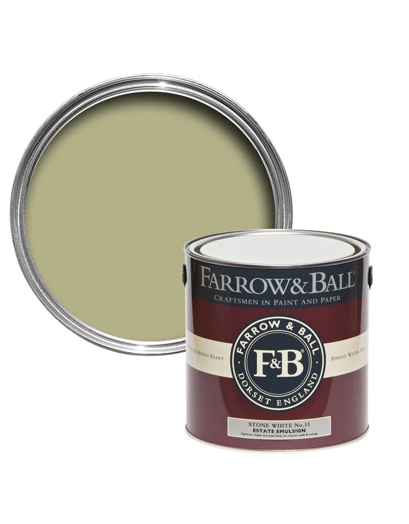 Vopsea verde satinata 40 la suta luciu pentru interior Farrow and Ball Modern Eggshell Stone White No. 11 750 ml