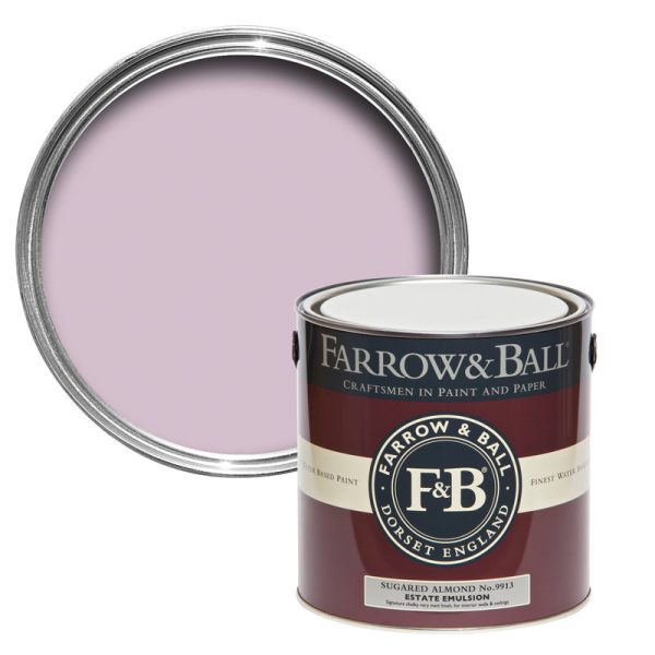 Vopsea lila satinata 20 la suta luciu pentru interior Farrow and Ball Estate Eggshell Sugared Almond No. 9913 750 ml