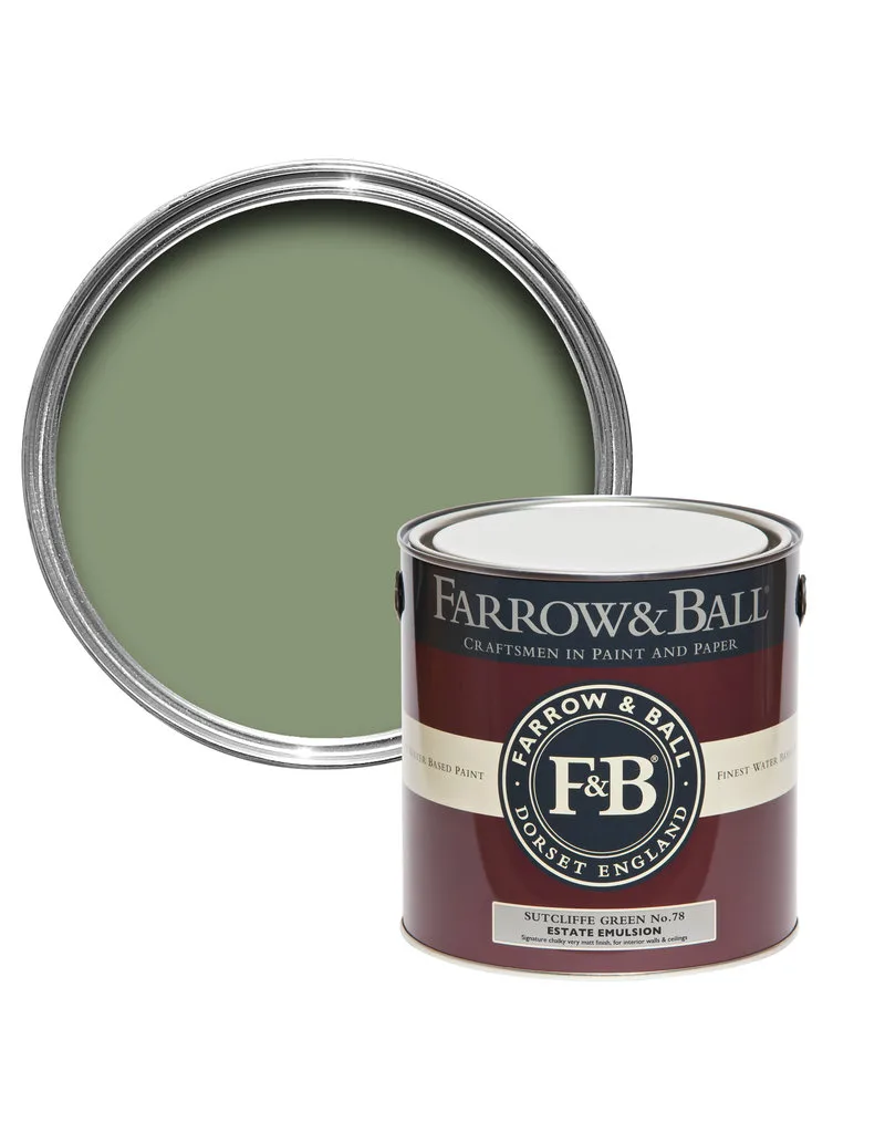 Vopsea verde satinata 20 la suta luciu pentru interior Farrow and Ball Estate Eggshell Sutcliffe Green No. 78 5 Litri