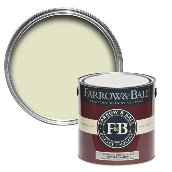 Vopsea verde mata 2 la suta luciu pentru interior Farrow and Ball Estate Emulsion Tunsgate Green No. 250 2.5 Litri