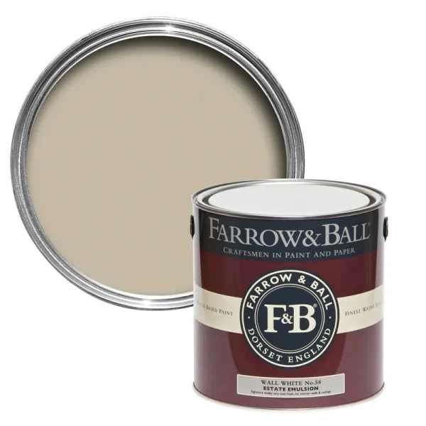 Vopsea gri mata 2 la suta luciu pentru interior Farrow and Ball Estate Emulsion Wall White No. 58 2.5 Litri