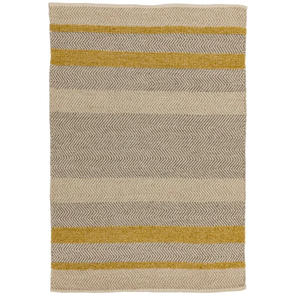 Covor din lana bumbac vascoza lucrat manual modern model geometric Fields Mustard 3 mm 160x230 cm FIEL160230MUST