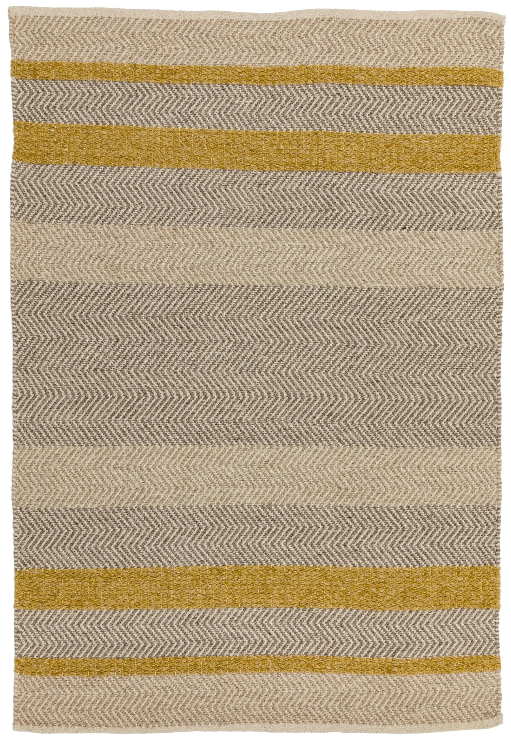 Covor din lana bumbac vascoza lucrat manual modern model geometric Fields Mustard 3 mm 160×230 cm FIEL160230MUST