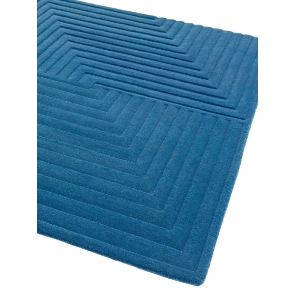 Covor albastru, lana naturala, geometric dungi, Form Blue 120x170