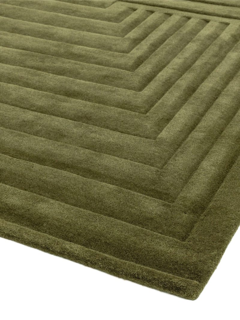 Covor verde din lana lucrat manual modern model geometric dungi Form Green 12-18 mm 200x290 cm FORM200290GREE - imagine 3