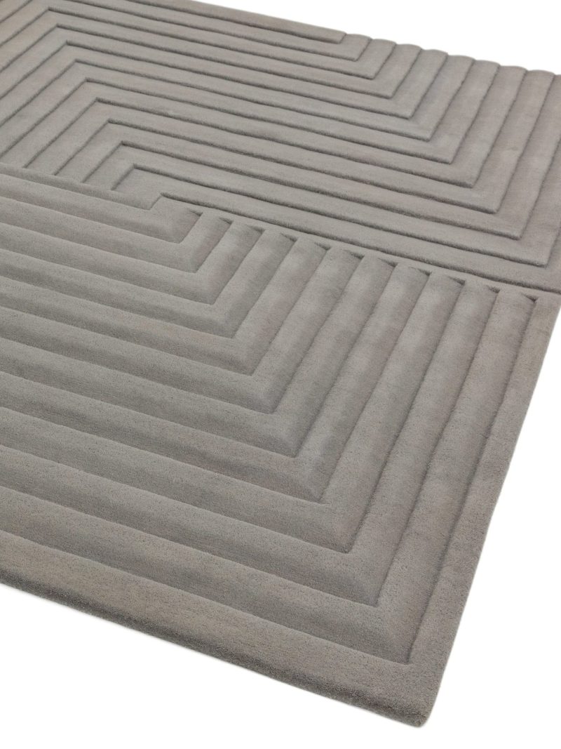 Covor argintiu din lana lucrat manual modern model geometric dungi Form Silver 12-18 mm 160x230 cm FORM160230SILV - imagine 3