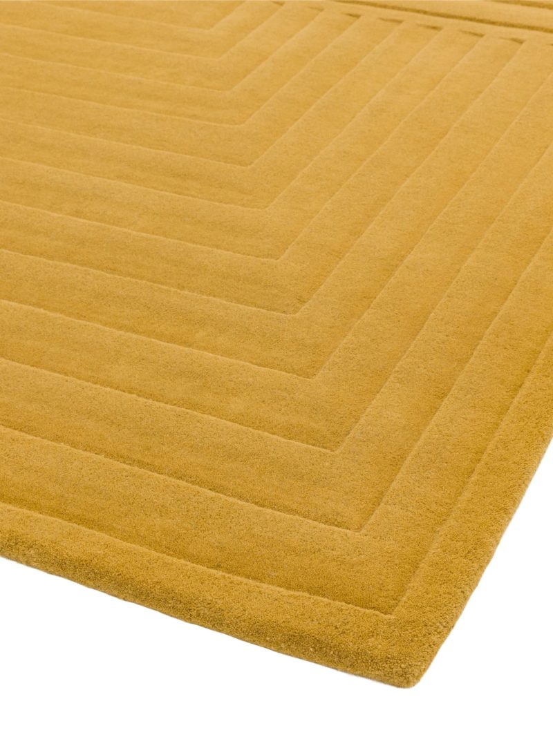 Covor ocru din lana lucrat manual modern model geometric dungi Form Ochre 12-18 mm 160x230 cm FORM160230OCHR - imagine 3