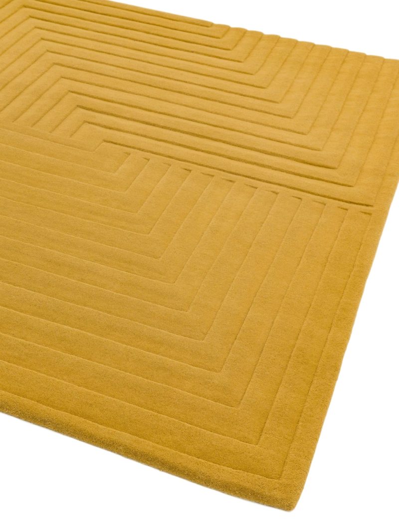 Covor ocru din lana lucrat manual modern model geometric dungi Form Ochre 12-18 mm 160x230 cm FORM160230OCHR - imagine 2
