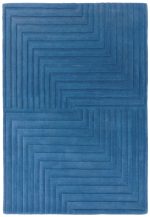 Covor albastru, lana naturala, geometric dungi, Form Blue 120x170