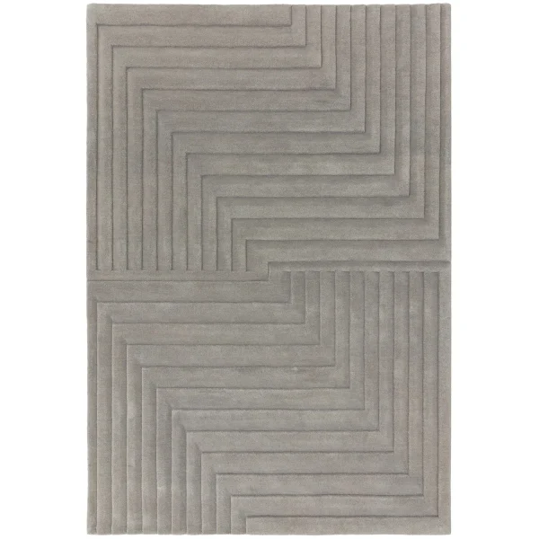 Covor argintiu din lana lucrat manual modern model geometric dungi Form Silver 12-18 mm 120x170 cm FORM120170SILV