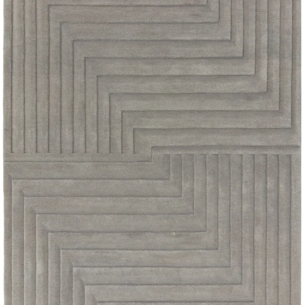 Covor argintiu din lana lucrat manual modern model geometric dungi Form Silver 12-18 mm 120x170 cm FORM120170SILV