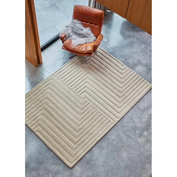Covor natural din lana lucrat manual modern model geometric dungi Form Natural 12-18 mm 120x170 cm FORM120170NATU
