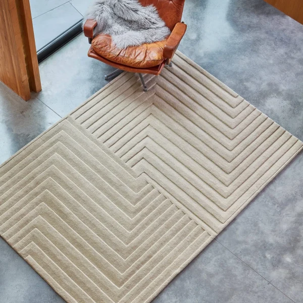 Covor natural din lana lucrat manual modern model geometric dungi Form Natural 12-18 mm 120x170 cm FORM120170NATU