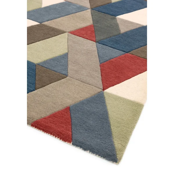 Covor multicolor din lana noua zeelanda lucrat manual modern model geometric Funk Multi 11 mm 70x200 cm FUNK0702000005