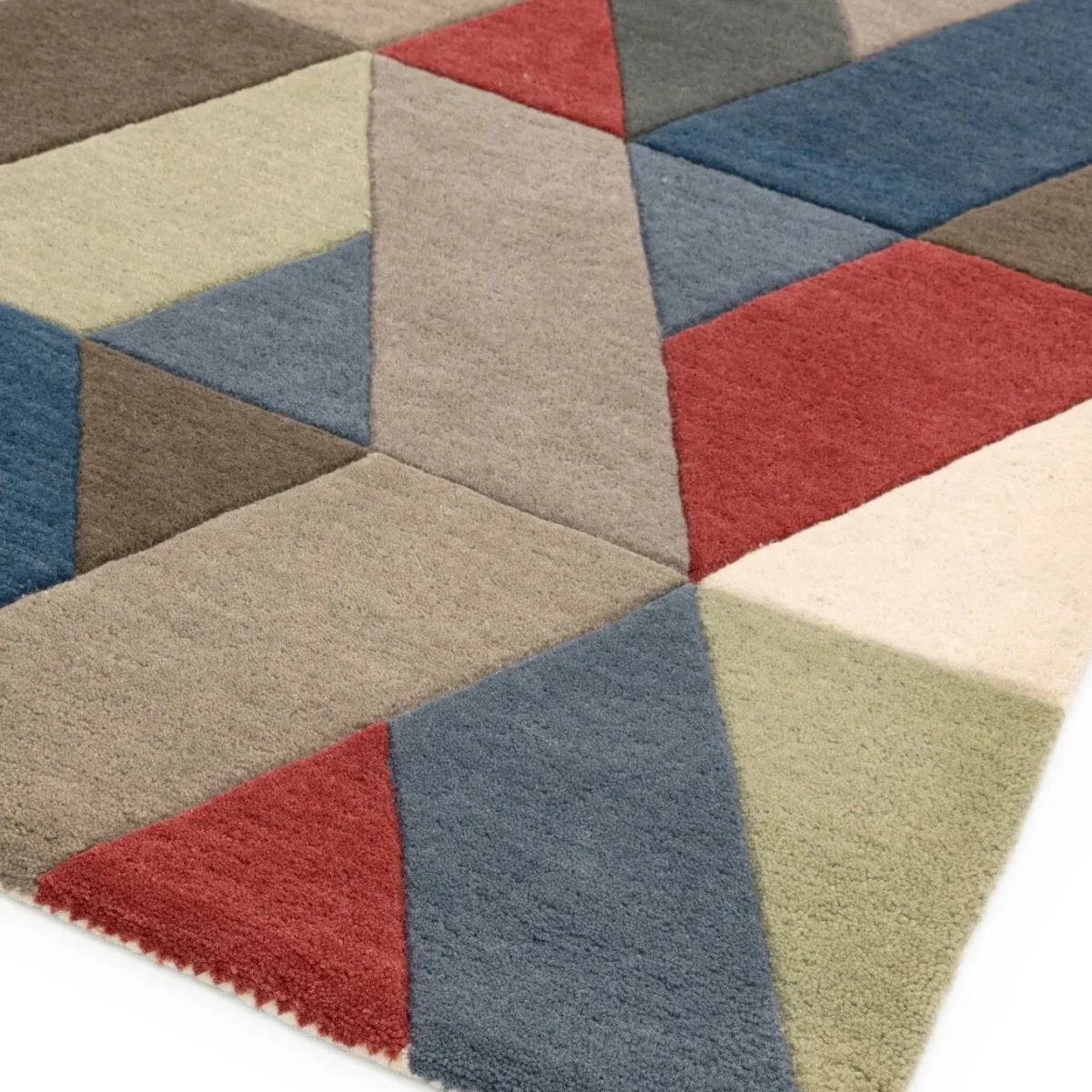 Covor multicolor din lana noua zeelanda lucrat manual modern model geometric Funk Multi 11 mm 70x200 cm FUNK0702000005