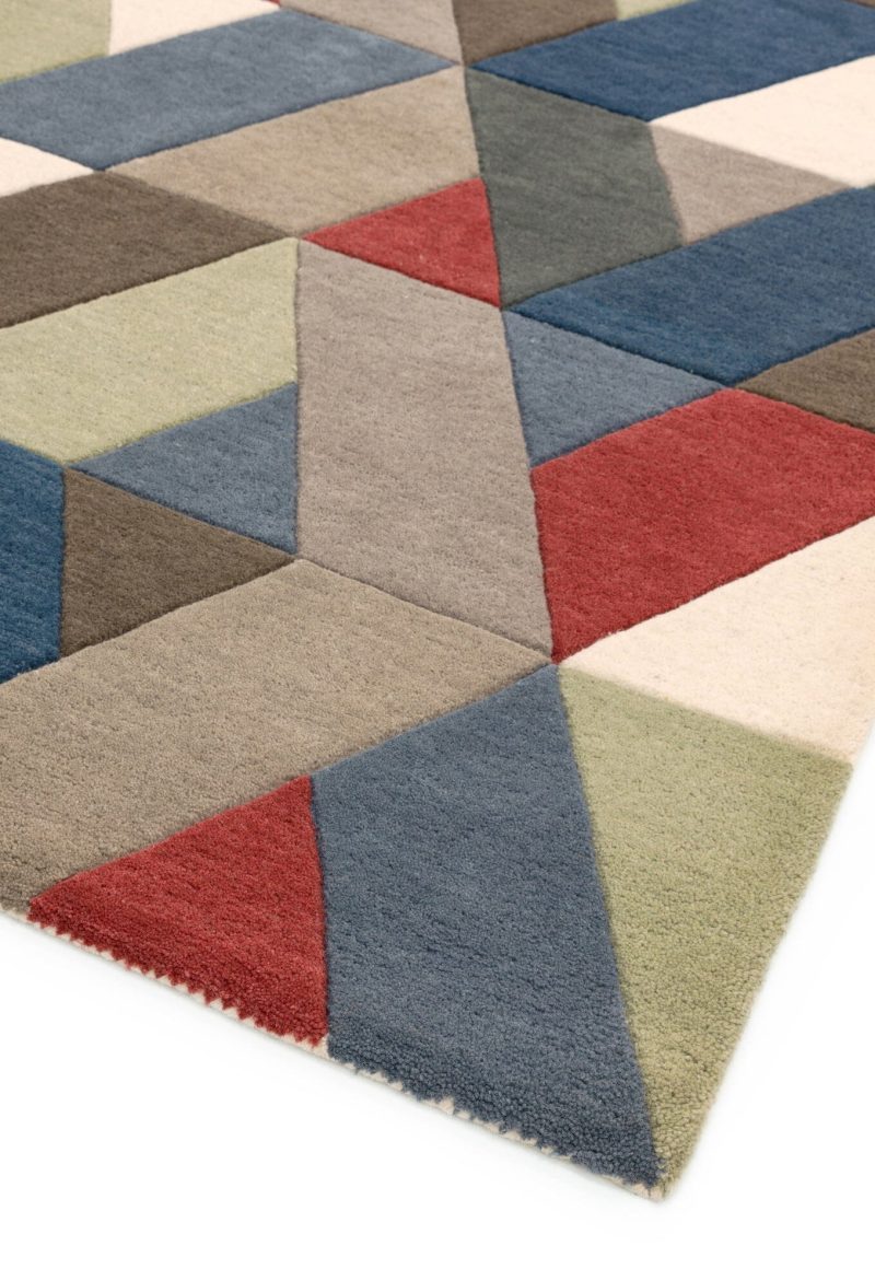 Covor multicolor din lana noua zeelanda lucrat manual modern model geometric Funk Multi 11 mm 120x170 cm FUNK1201700005 - imagine 2