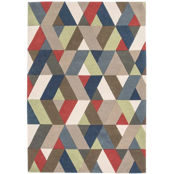 Covor multicolor din lana noua zeelanda lucrat manual modern model geometric Funk Multi 11 mm 70x200 cm FUNK0702000005