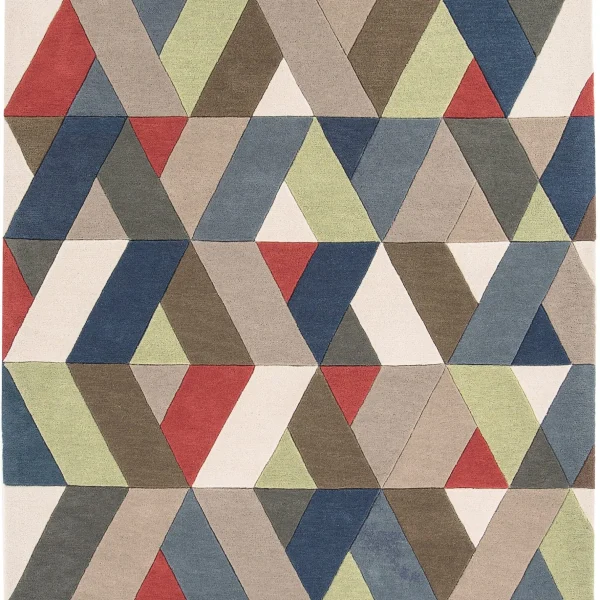 Covor multicolor din lana noua zeelanda lucrat manual modern model geometric Funk Multi 11 mm 70x200 cm FUNK0702000005