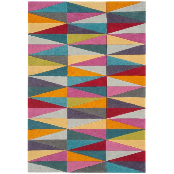 Covor din lana noua zeelanda lucrat manual modern model geometric Funk Triangles 11 mm 70x200 cm FUNK0702000008