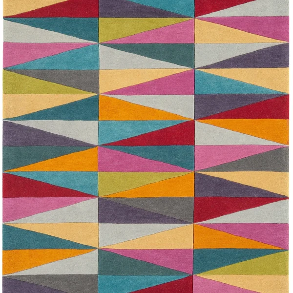 Covor din lana noua zeelanda lucrat manual modern model geometric Funk Triangles 11 mm 70x200 cm FUNK0702000008