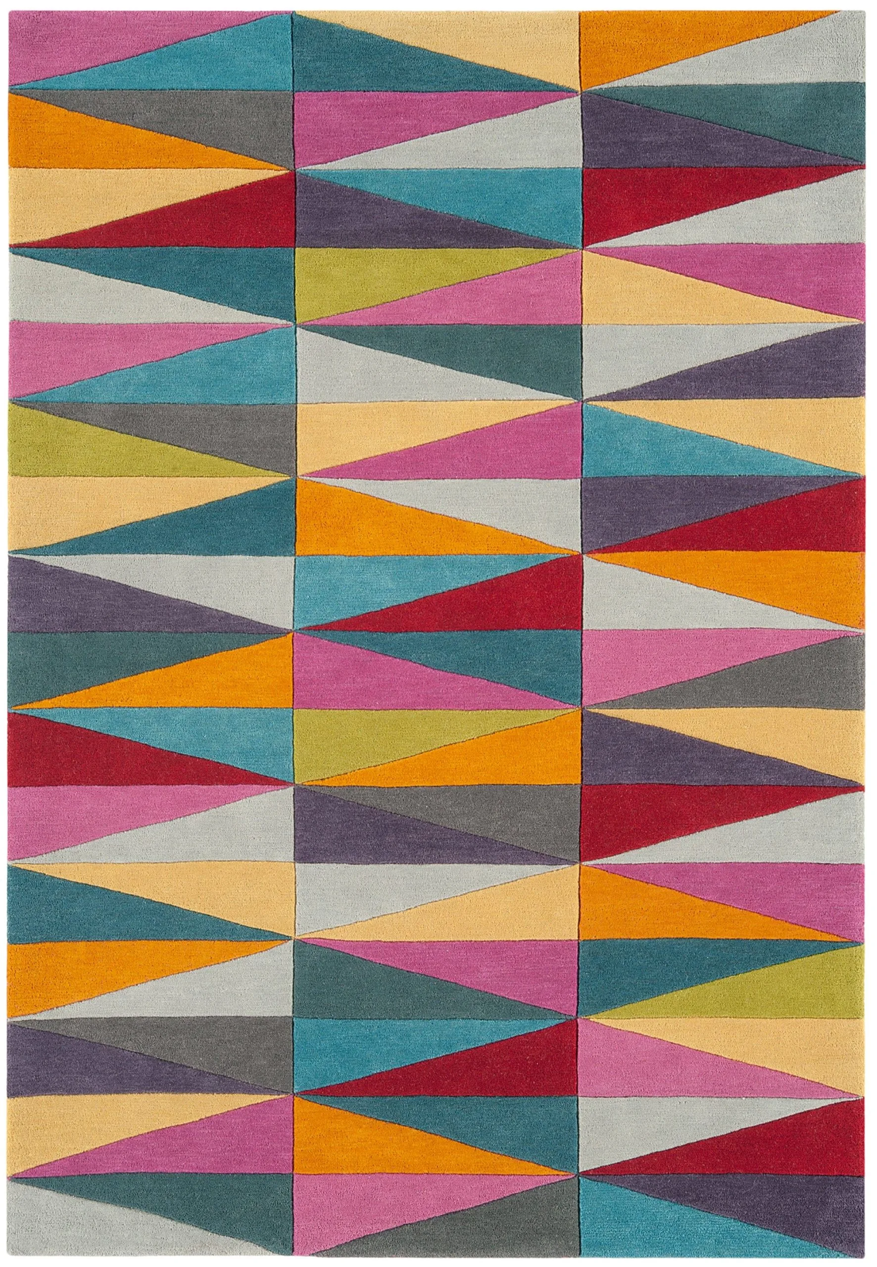 Covor din lana noua zeelanda lucrat manual modern model geometric Funk Triangles 11 mm 140×200 cm FUNK1402000008