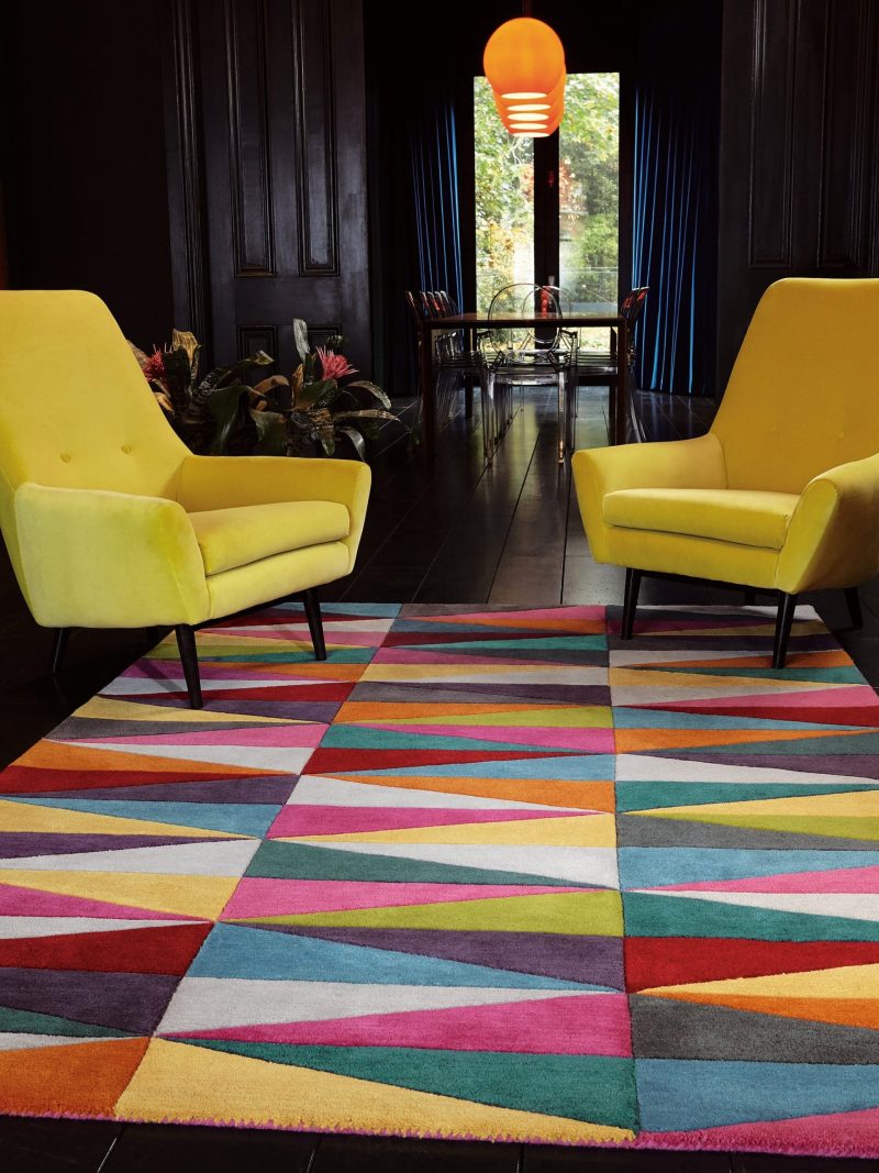 Covor din lana noua zeelanda lucrat manual modern model geometric Funk Triangles 11 mm 140x200 cm FUNK1402000008 - imagine 2