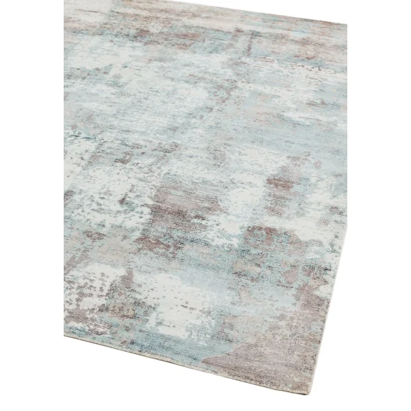 Covor pufos albastru din vascoza lucrat manual modern model abstract Gatsby Blue 6 mm 120x170 cm GATS120170BLUE
