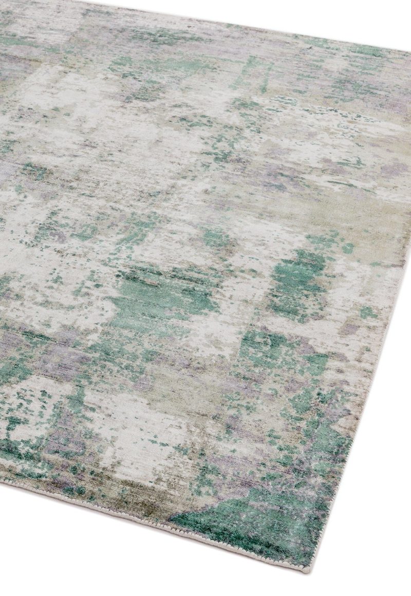 Covor pufos verde din vascoza lucrat manual modern model abstract Gatsby Green 6 mm 160x230 cm GATS160230GREE - imagine 2