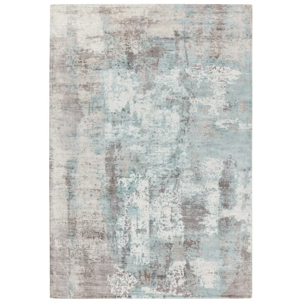 Covor pufos albastru din vascoza lucrat manual modern model abstract Gatsby Blue 6 mm 120x170 cm GATS120170BLUE