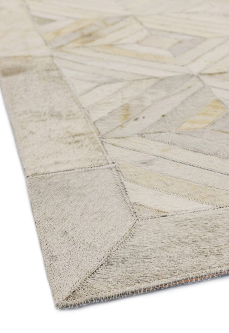Covor pufos din piele lucrat manual modern model geometric Gaucho Parquet 3 mm 160x230 cm GAUC160230PARQ - imagine 3